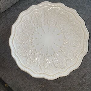 The Pioneer Woman Farmhouse Lace Linen Scalloped 8.5” Salad Plates Set Of 4
